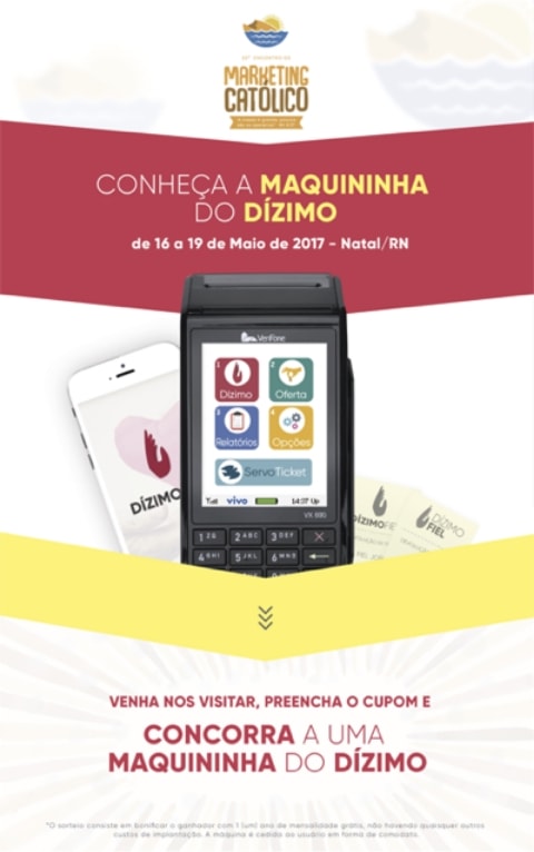 Marketing Católico: Conheça a maquininha do dízimo. Imagem de divulgação.